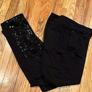 Chico’s Black Sequin Dressy Denim Pant Sz 0